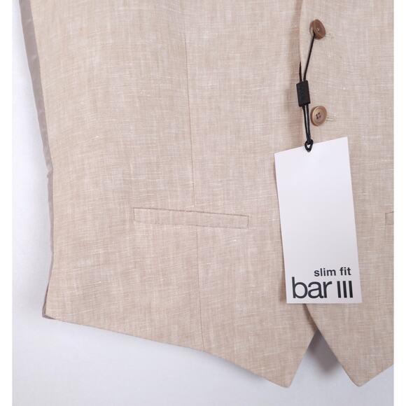 Bar III Men's Slim-Fit Linen Suit Separate Vest Light Brown Small NWT - Picture 3 of 4